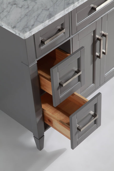 Savona 60" Single Sink Bathroom Vanity Set Carrara Marble Stone Top - HomeBeyond