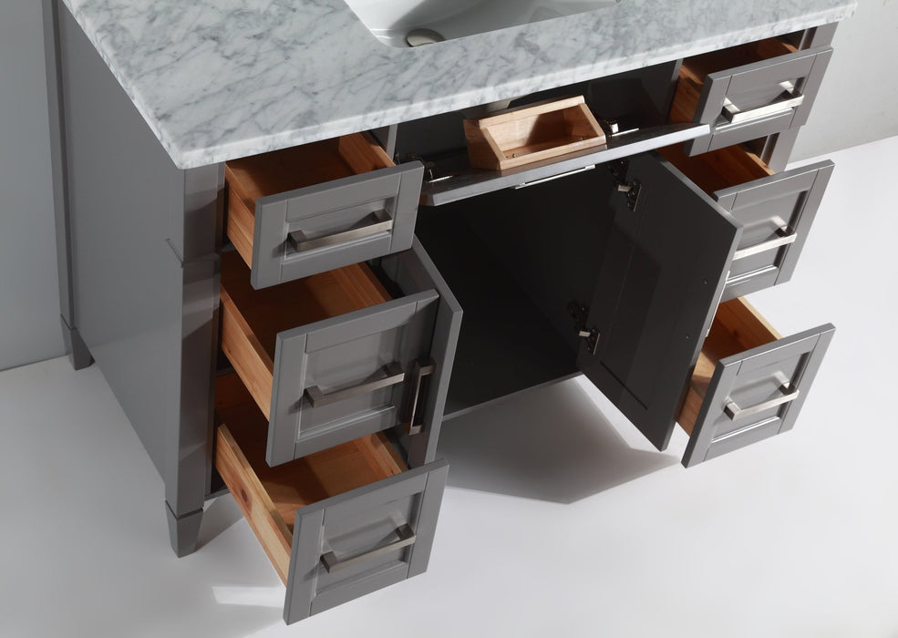 Savona 60" Single Sink Bathroom Vanity Set Carrara Marble Stone Top - HomeBeyond