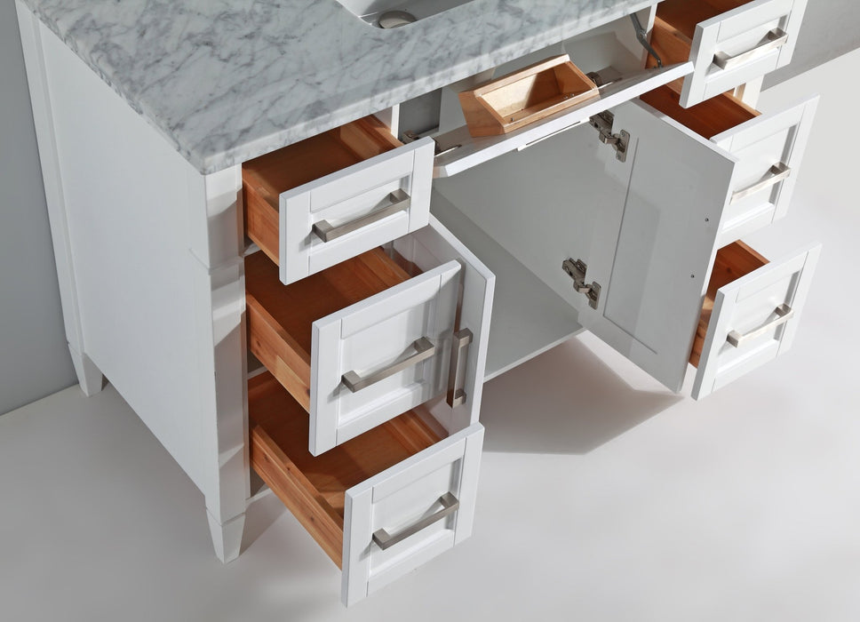 Savona 60" Single Sink Bathroom Vanity Set Carrara Marble Stone Top - HomeBeyond