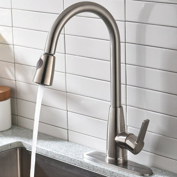 Single Handle High Arc Pull Out Kitchen Faucet - HomeBeyond