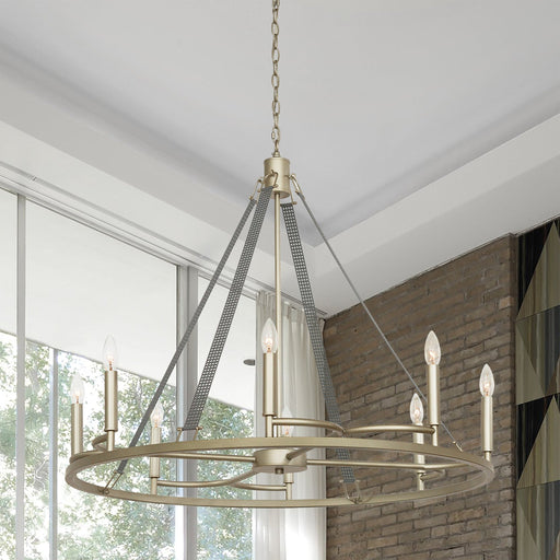 Vanity Art 8 Light Wagon Wheel Candle Style Chandelier, Modern Hanging Lighting, Ceiling Lights Fixtures for Dining Room Living Room Bed Room Kitchen - HomeBeyond