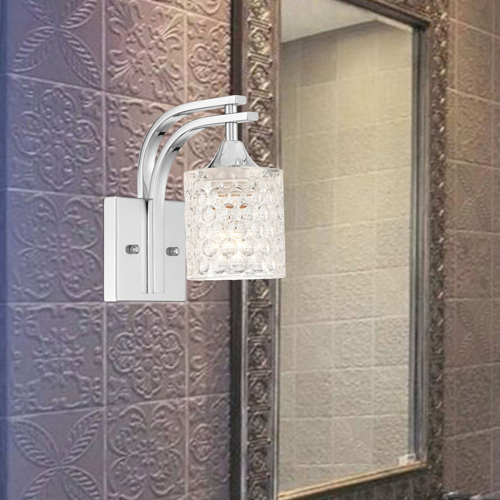 1 Light Dimmable Polished Chrome Armed Sconce Lighting - HomeBeyond