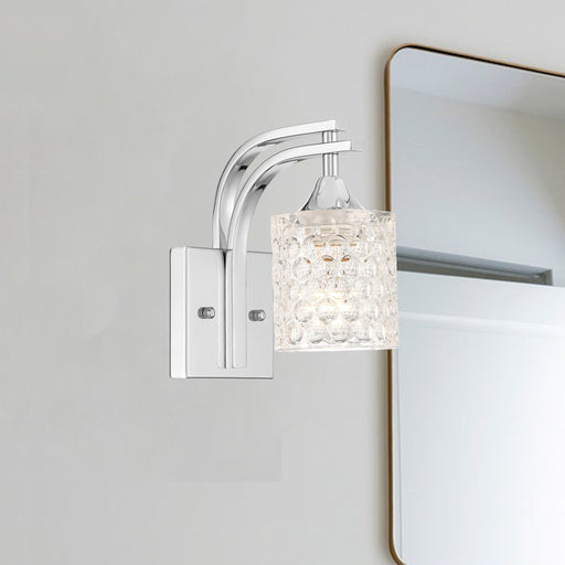1 Light Dimmable Polished Chrome Armed Sconce Lighting - HomeBeyond