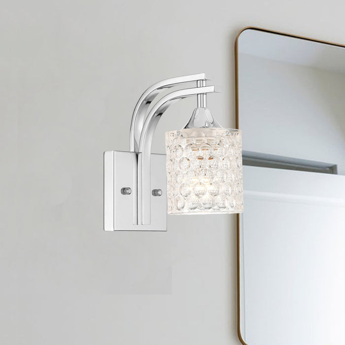 1 Light Dimmable Polished Chrome Armed Sconce Lighting - HomeBeyond