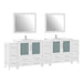 108" Double Sink Modern Bathroom Vanity Set with Ceramic Top & Two Free Mirrors – Large Storage Cabinet with 13 Drawers VA3036-108 - HomeBeyond
