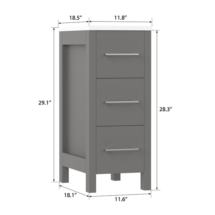 12" Bathroom Cabinet 3 Drawer Side Storage Organizer - HomeBeyond