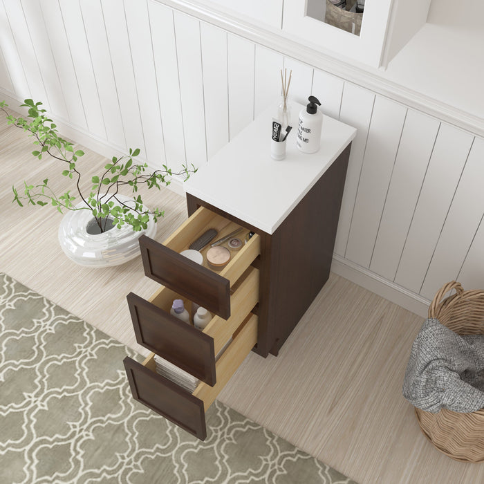 12" Birch Plywood Freestanding Single Base 3 Drawers Storage Cabinet - HomeBeyond
