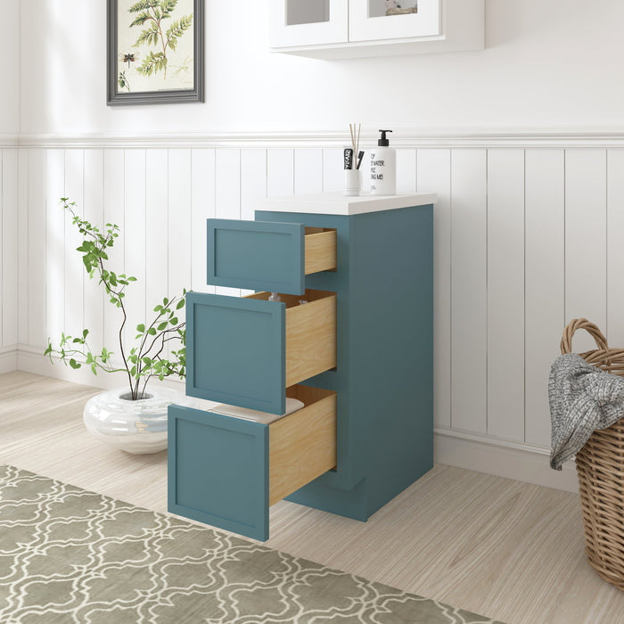 12" Birch Plywood Freestanding Single Base 3 Drawers Storage Cabinet - HomeBeyond