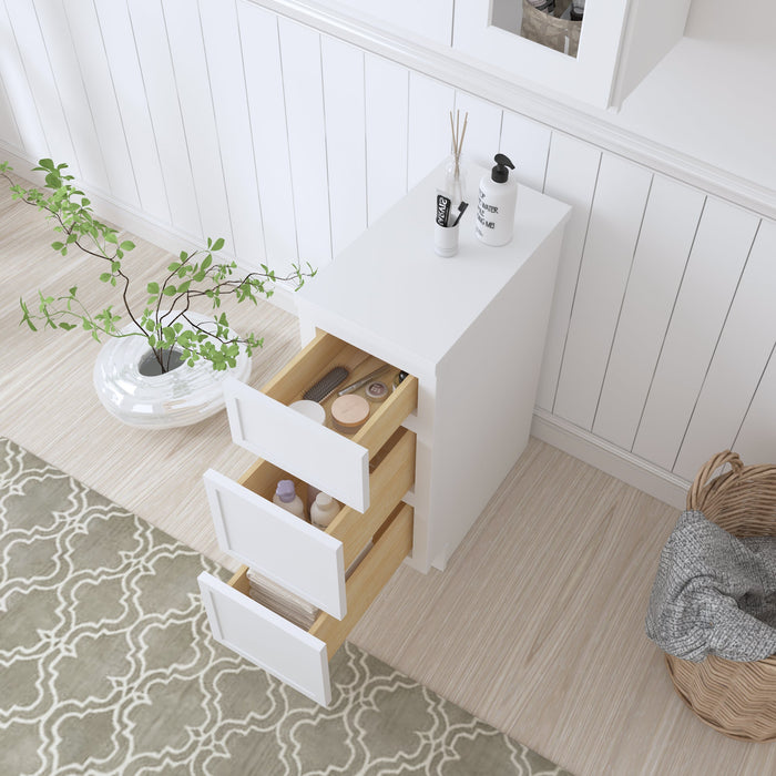 12" Birch Plywood Freestanding Single Base 3 Drawers Storage Cabinet - HomeBeyond