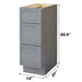 12" Birch Plywood Freestanding Single Base 3 Drawers Storage Cabinet - HomeBeyond