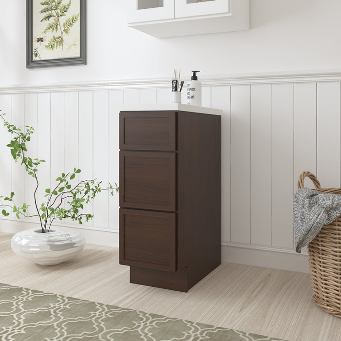 12" Birch Plywood Freestanding Single Base 3 Drawers Storage Cabinet - HomeBeyond