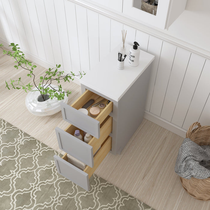 12" Birch Plywood Freestanding Single Base 3 Drawers Storage Cabinet - HomeBeyond