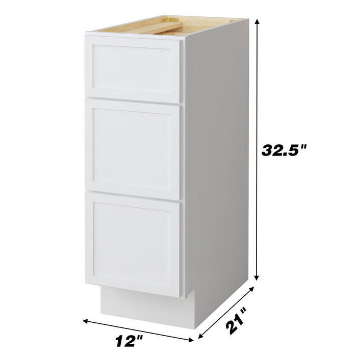 12" Birch Plywood Freestanding Single Base 3 Drawers Storage Cabinet - HomeBeyond