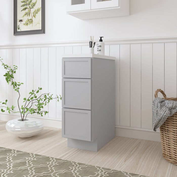 12" Birch Plywood Freestanding Single Base 3 Drawers Storage Cabinet - HomeBeyond