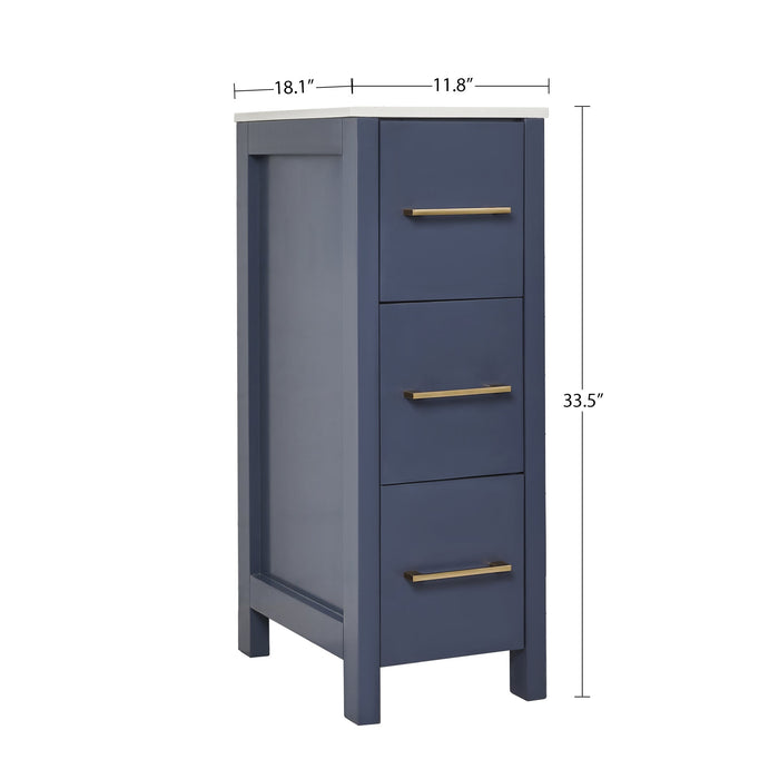 12" Modern Bathroom Side Cabinet with 3 Drawers – Freestanding Storage Organizer VA3012 - HomeBeyond