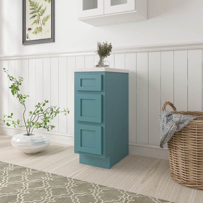 12" Single Bathroom Vanity Base Cabinet, Solid Wood Perfect Small Entryway Side Storage Cabinet with 3 Soft - Closing Drawers - HomeBeyond