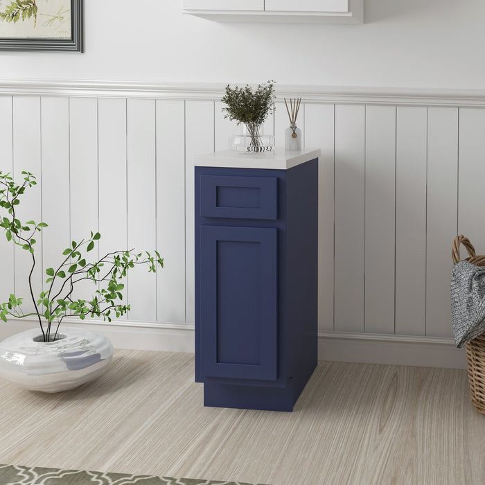 12" Single Right Offset Vanity Base Cabinet, Solid Wood Perfect Small Bathroom Side Storage Cabinet - HomeBeyond