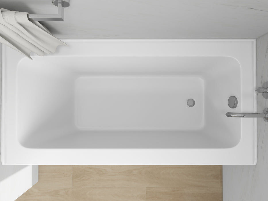 60" x 30" Modern Alcove Soaking Acrylic Bathtub with 3-Side Integral Tiling Flange Right Drain VA6302-LR