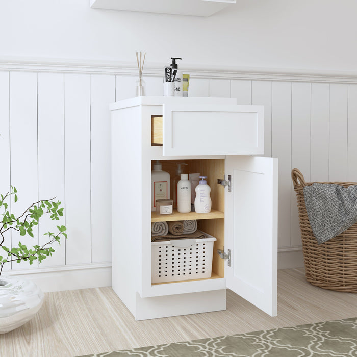15" Modern Freestanding Birch & Plywood Bathroom Vanity Base Only – Shaker Style Storage Cabinet with 1 Drawer & 1 Soft-Closing Door VA41151 - HomeBeyond