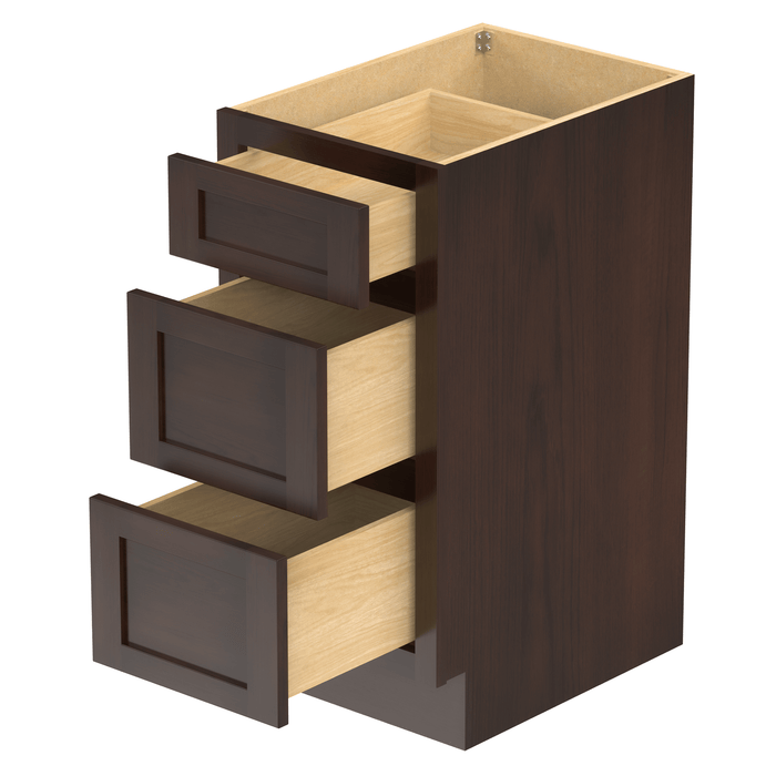 15" Modern Freestanding Oak Plywood Bathroom Vanity Base Only – Compact Side Storage Cabinet with 3 Soft-Closing Drawers VA40153 - HomeBeyond