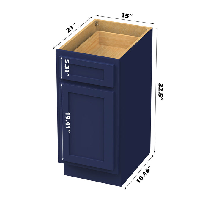 15" Modern Freestanding Oak Plywood Bathroom Vanity Base Only – Right Offset Small Storage Cabinet with Single Door VA40151 - HomeBeyond