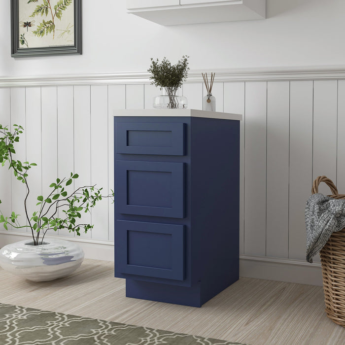 15" Single Bathroom Vanity Base Cabinet, Solid Wood Perfect Entryway Side Storage Cabinet Organizer with 3 Soft - Closing Drawers - HomeBeyond
