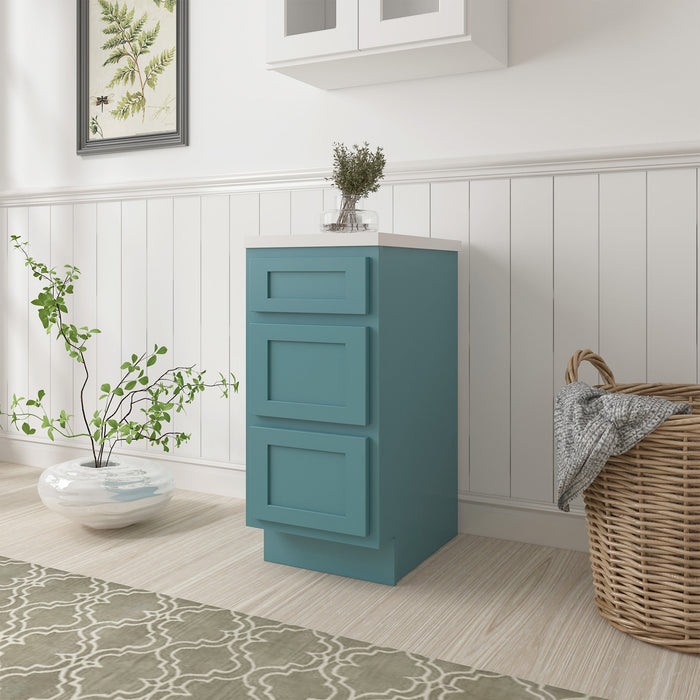 15" Single Bathroom Vanity Base Cabinet, Solid Wood Perfect Entryway Side Storage Cabinet Organizer with 3 Soft - Closing Drawers - HomeBeyond