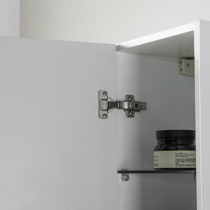 16" x 63" x 12" Modern Wall-Mounted Bathroom Side Cabinet with LED Light – High-Gloss Storage Cabinet with 2 Soft-Closing Doors & Shelves VA6011WL - HomeBeyond