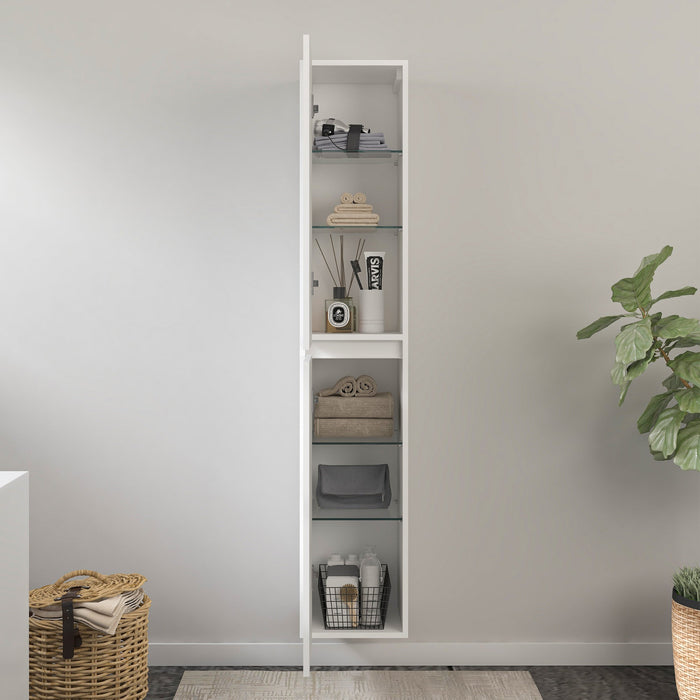 16" x 63" x 12" Modern Wall-Mounted Bathroom Side Cabinet with LED Light – High-Gloss Storage Cabinet with 2 Soft-Closing Doors & Shelves VA6011WL - HomeBeyond