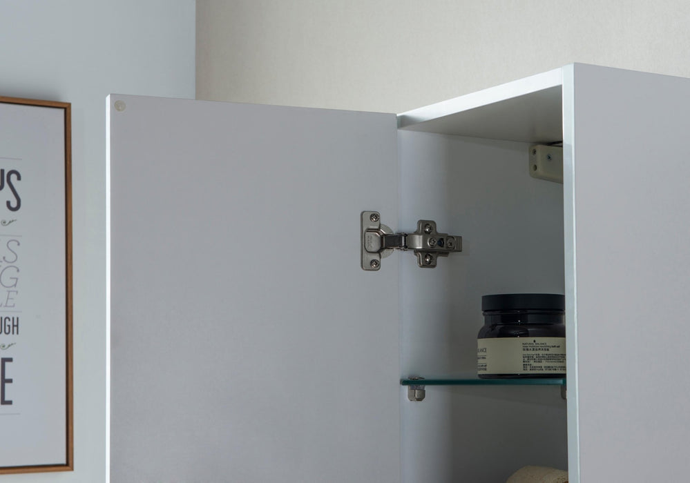 16" x 63" x 12" Modern Wall-Mounted Bathroom Side Cabinet with LED Light – High-Gloss Storage Cabinet with 2 Soft-Closing Doors & Shelves VA6011WL - HomeBeyond