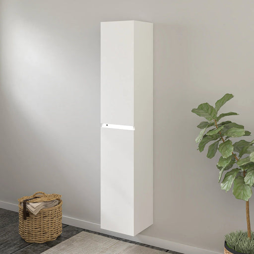 16" x 63" x 12" Modern Wall-Mounted Bathroom Side Cabinet with LED Light – High-Gloss Storage Cabinet with 2 Soft-Closing Doors & Shelves VA6011WL - HomeBeyond