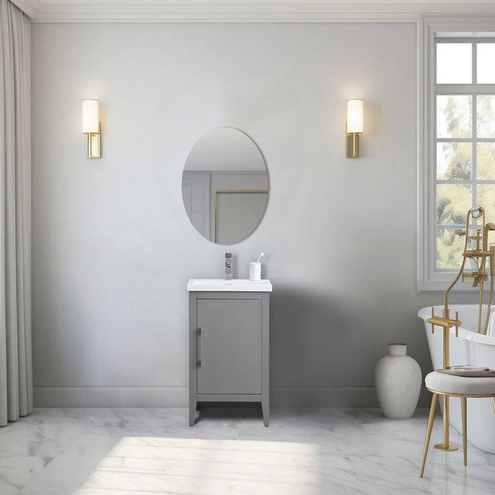 20" Single Sink Bathroom Vanity Cabinet with Ceramic Top - HomeBeyond
