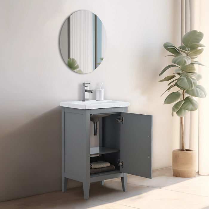 20" Single Sink Modern Freestanding Bathroom Vanity Set with Arabescato White Engineered Marble Top – Compact Storage Cabinet with Soft-Closing Door VA9020 - HomeBeyond