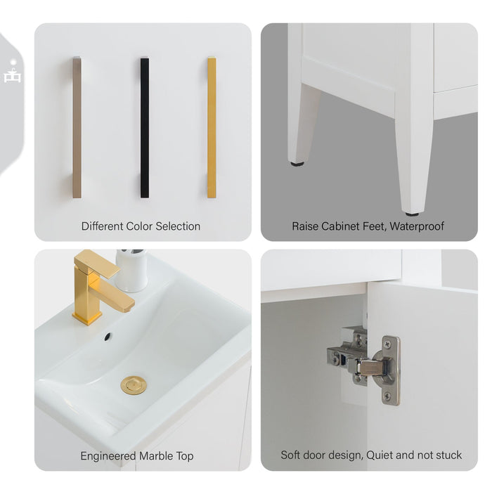 20" Single Sink Modern Freestanding Bathroom Vanity Set with Arabescato White Engineered Marble Top – Compact Storage Cabinet with Soft-Closing Door VA9020 - HomeBeyond