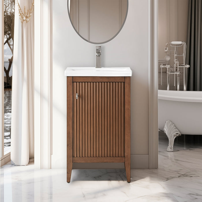 20" Single Sink Modern Freestanding Solid Wood Bathroom Vanity Set with Engineered Marble Top – Compact Storage Cabinet with Soft-Closing Door VA9120 - HomeBeyond