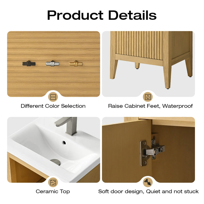 20" Single Sink Modern Freestanding Solid Wood Bathroom Vanity Set with Engineered Marble Top – Compact Storage Cabinet with Soft-Closing Door VA9120 - HomeBeyond
