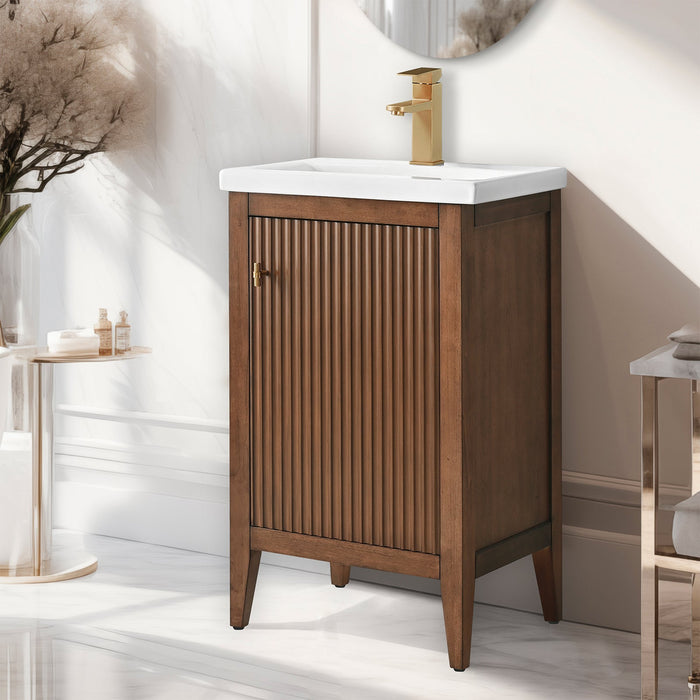 20" Single Sink Modern Freestanding Solid Wood Bathroom Vanity Set with Engineered Marble Top – Compact Storage Cabinet with Soft-Closing Door VA9120 - HomeBeyond