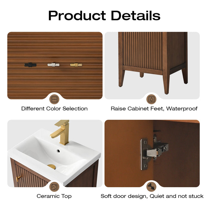 20" Single Sink Modern Freestanding Solid Wood Bathroom Vanity Set with Engineered Marble Top – Compact Storage Cabinet with Soft-Closing Door VA9120 - HomeBeyond