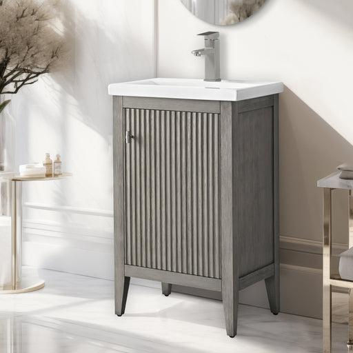 20" Single Sink Modern Freestanding Solid Wood Bathroom Vanity Set with Engineered Marble Top – Compact Storage Cabinet with Soft-Closing Door VA9120 - HomeBeyond