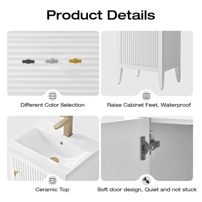 20" Single Sink Modern Freestanding Solid Wood Bathroom Vanity Set with Engineered Marble Top – Compact Storage Cabinet with Soft-Closing Door VA9120 - HomeBeyond
