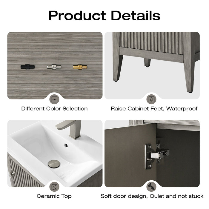 20" Single Sink Modern Freestanding Solid Wood Bathroom Vanity Set with Engineered Marble Top – Compact Storage Cabinet with Soft-Closing Door VA9120 - HomeBeyond