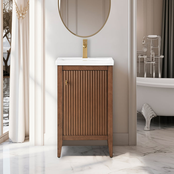 20" Single Sink Modern Freestanding Solid Wood Bathroom Vanity Set with Engineered Marble Top – Compact Storage Cabinet with Soft-Closing Door VA9120 - HomeBeyond