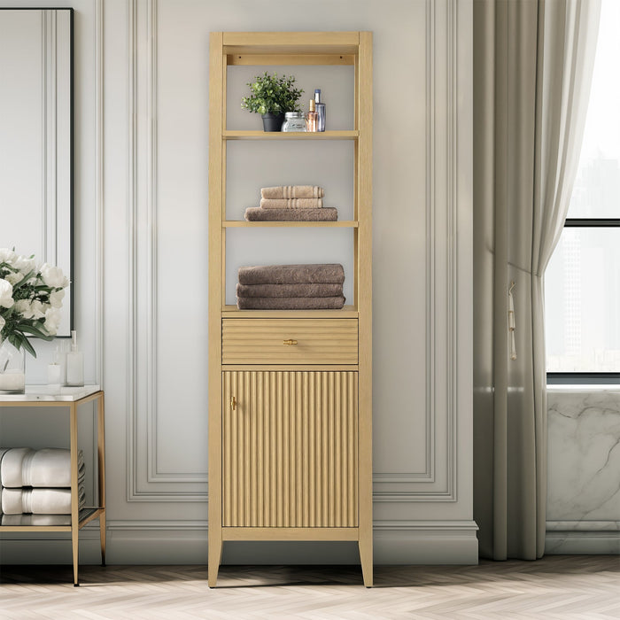 21" Modern Freestanding Bathroom Linen Tower Cabinet with Soft-Closing Door & Drawer VA91-LC - HomeBeyond