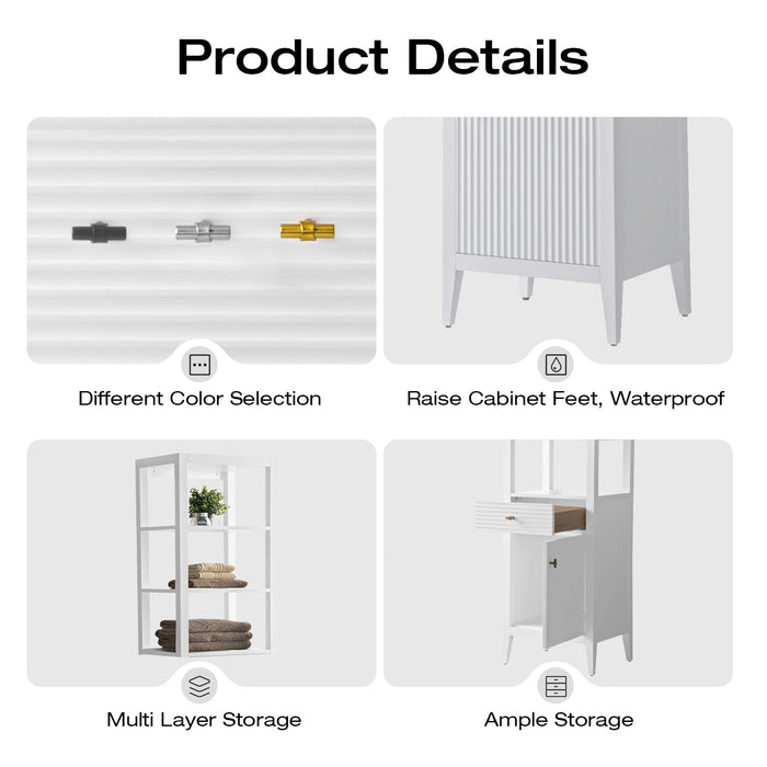 21" Modern Freestanding Bathroom Linen Tower Cabinet with Soft-Closing Door & Drawer VA91-LC - HomeBeyond