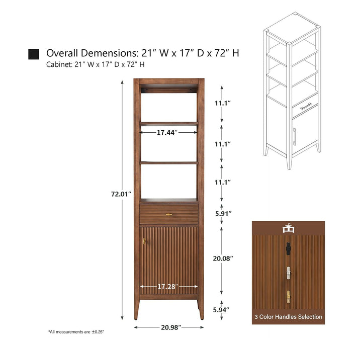 21" Modern Freestanding Bathroom Linen Tower Cabinet with Soft-Closing Door & Drawer VA91-LC - HomeBeyond
