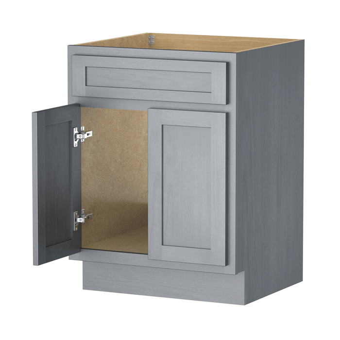 24" Bathroom Vanity Cabinet, Solid Wood Bathroom Sink Cabinet Organizer with Double Shutter Door - HomeBeyond