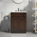 24" Bathroom Vanity Cabinet, Solid Wood Bathroom Sink Cabinet Organizer with Double Shutter Door - HomeBeyond