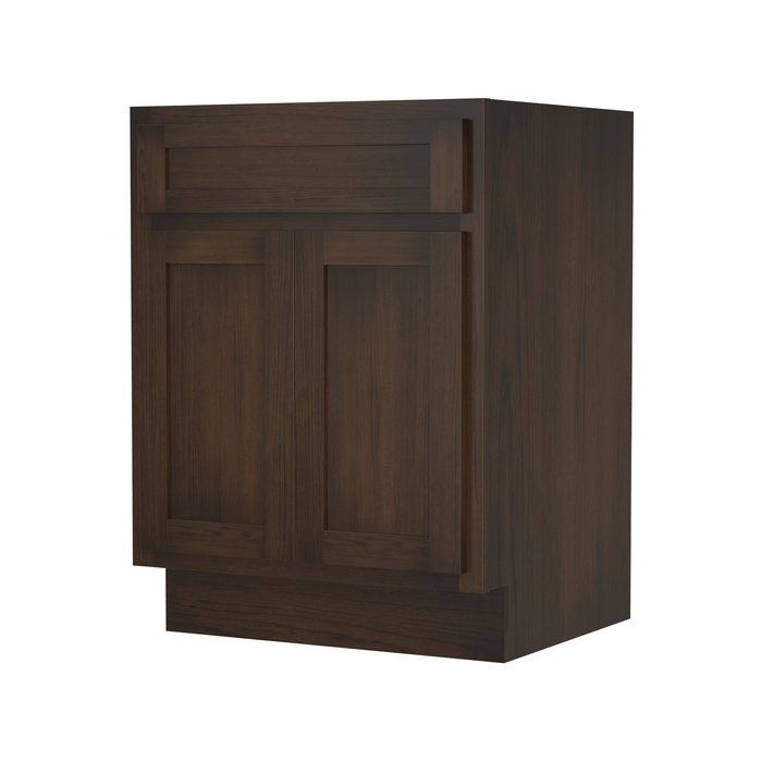 24" Bathroom Vanity Cabinet, Solid Wood Bathroom Sink Cabinet Organizer with Double Shutter Door - HomeBeyond