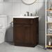 24" Bathroom Vanity Cabinet, Solid Wood Bathroom Sink Cabinet Organizer with Double Shutter Door - HomeBeyond