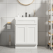 24" Bathroom Vanity Cabinet, Solid Wood Bathroom Sink Cabinet Organizer with Double Shutter Door - HomeBeyond
